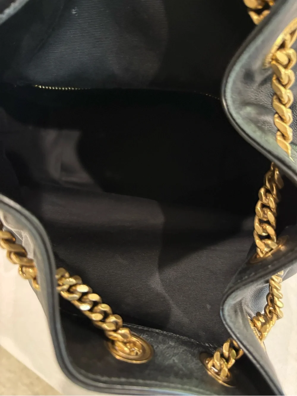Saint Laurent Black Quilted Leather Backpack with Gold YSL Logo